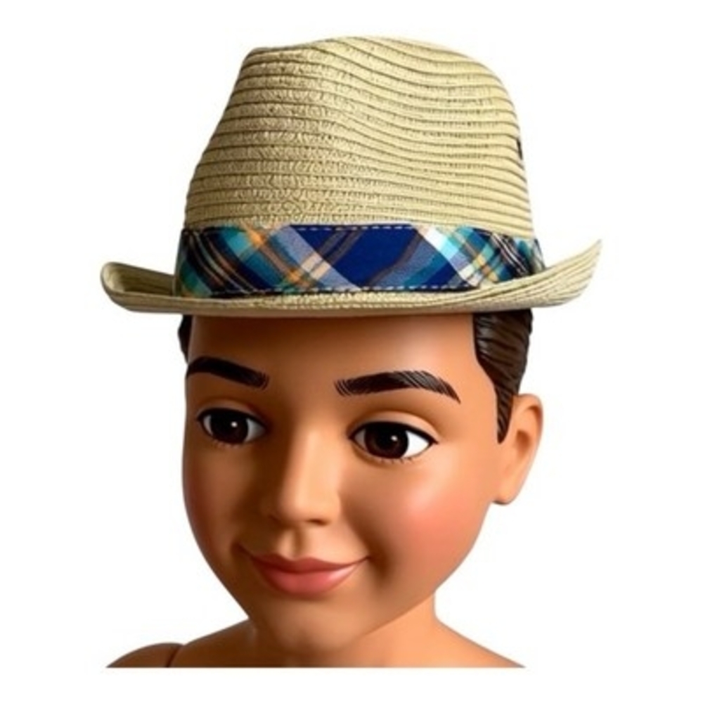 Old Navy Baby Boy Fedora Straw Hat 0-3 Months Tan Trilby Short Brim Summer NWT